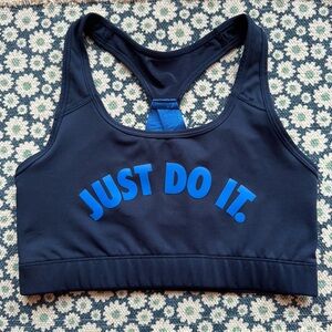 Nike Dark Blue Sports Bra with Slogan